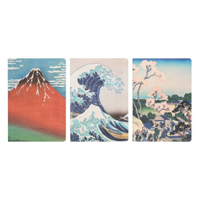 Set 3 cuadernos A5 La Gran Ola de Kanagawa Hokusai